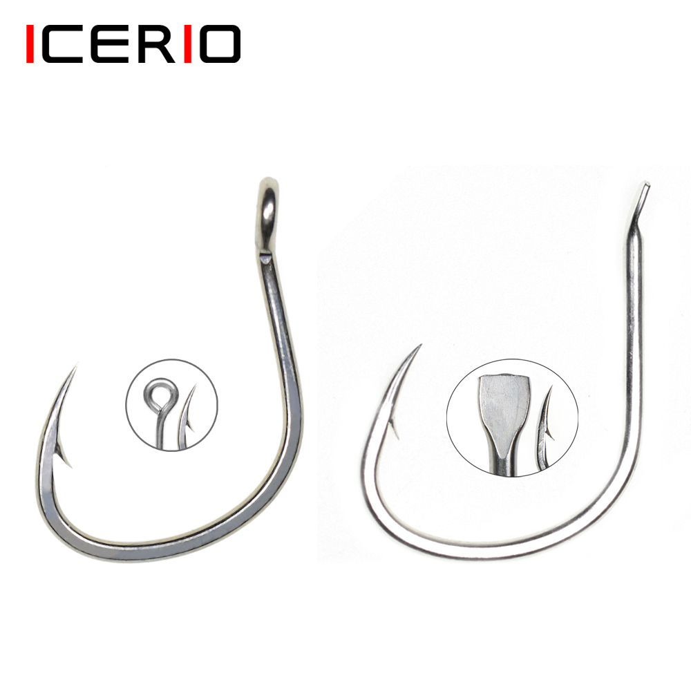 Fishing Hook Barbless - ICERIO, 10 Uds., revestimiento de estaño